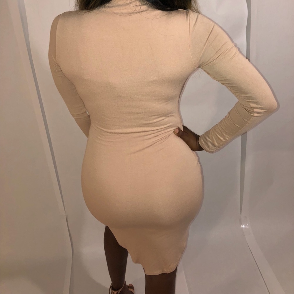 Nude Mock Collard Dress